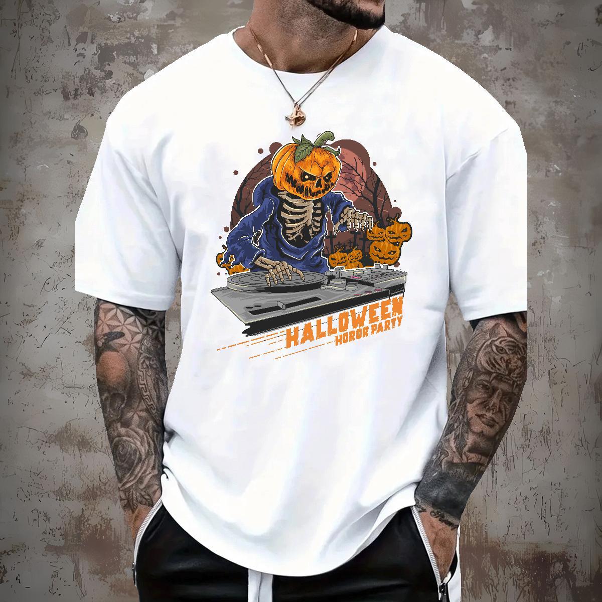 Wholesale T-Shirts halloween Breathable Crew Neck Summer Casual Custom Print Oversized 230g Cotton Men Tshirts 2024 New Tee Shirt