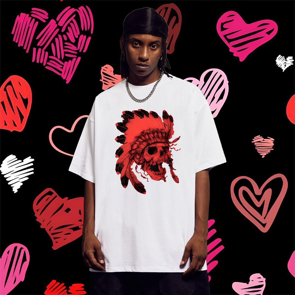 Classic scary Men Clothes T-Shirt 100% Cotton 230g Men T Shirts Oversized Beach Round Neck Short Sleeve Cool Wear