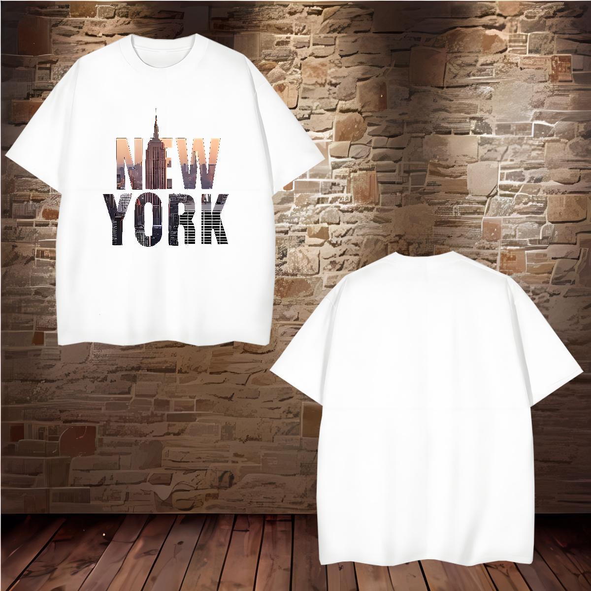 Popular New York T-Shirts Daily Wear Men Tees 100% Cotton 230g Wholesale Breathable Short Sleeve DIY Tops Shirt