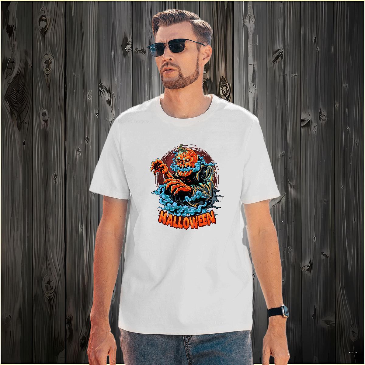Soft Man T Shirts pumpkin O-Neck Short Sleeve Hip Hop Floral Print 230g Cotton Men Tees Customized Top Tees