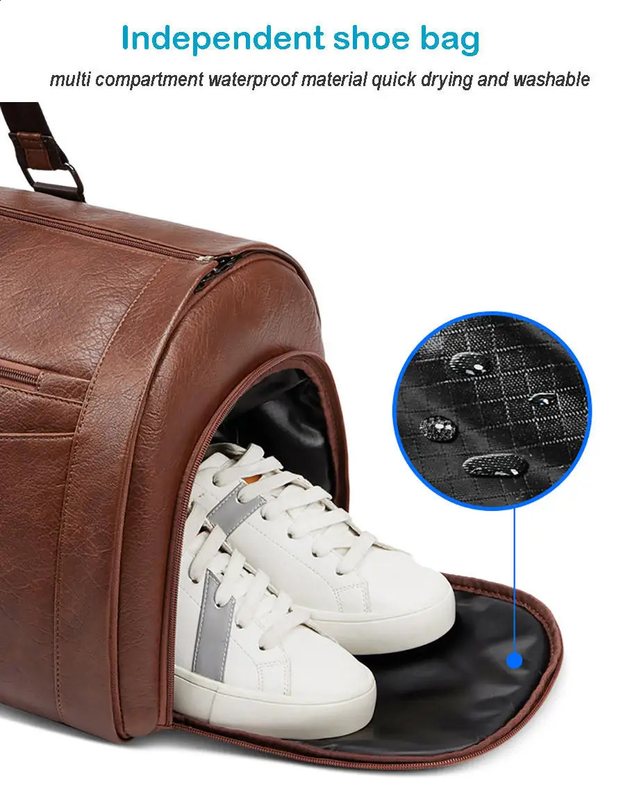 Leather foldable Duffle Bag Suit Travel Bag Waterproof Extra Large Weekend Bag Portable Flight Bag with Shoe for Men Women 240819