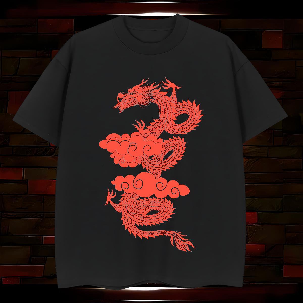 Designer dragon Mens T Shirts Summer Casual Men Tshirts 230g 100% Cotton Fashion Casual Breathable Crew Neck Asian Size Clothes