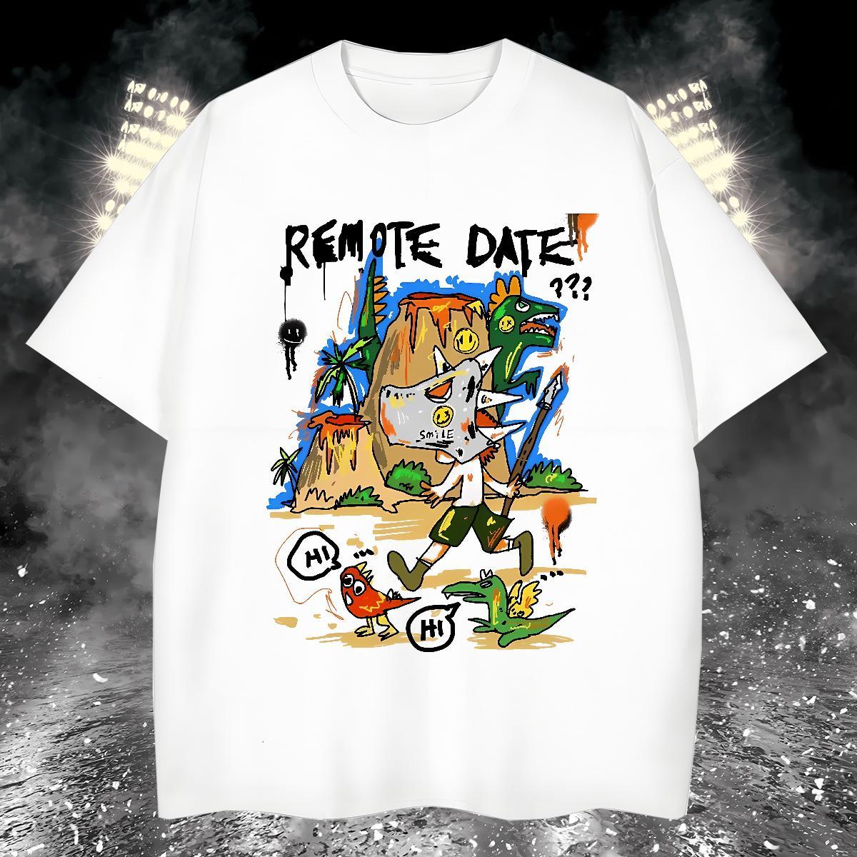T-Shirts 230g Pure Cotton cartoon Hip Hop Street Breathable Short Sleeve Anime Print Tshirts 2024 DIY Loose Clothes