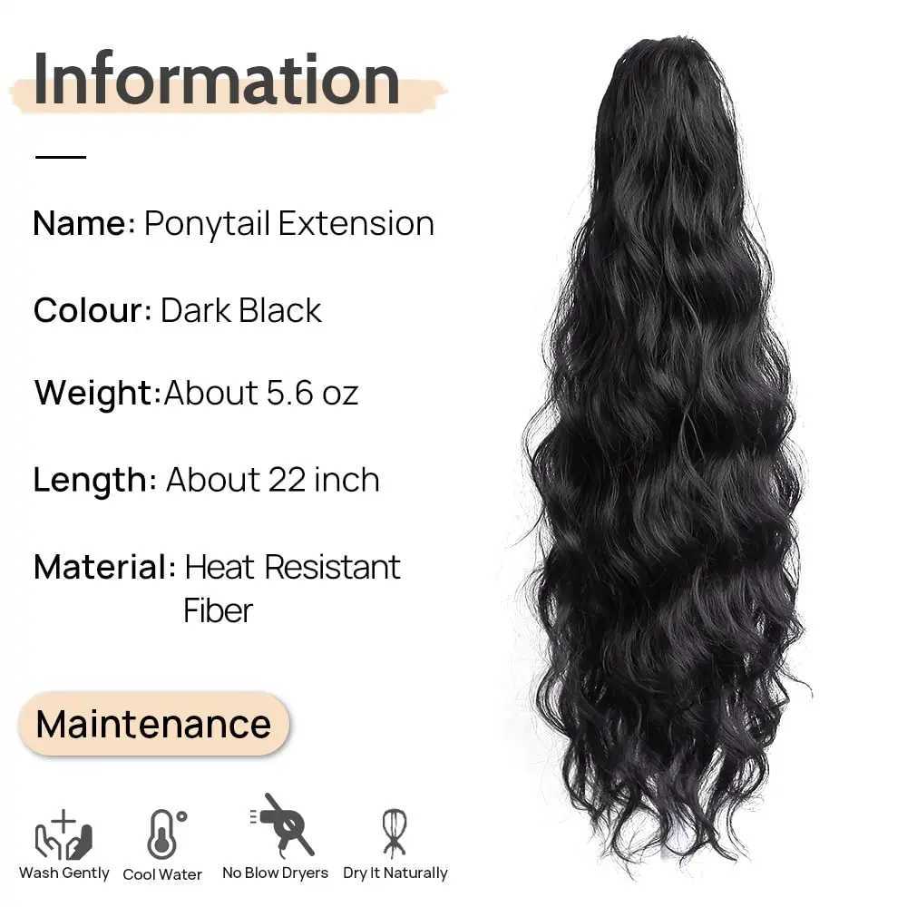 Hair extension ponytail claw 22 wavy fake hair curled synthetic ponytail wig clip daily fluffy ponytail braid hair clip W240817