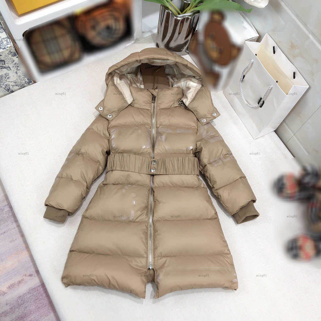 Brand baby down Hooded jacket Silver letter logo print kids Down coat Size 100-160 high quality Winter child overcoat