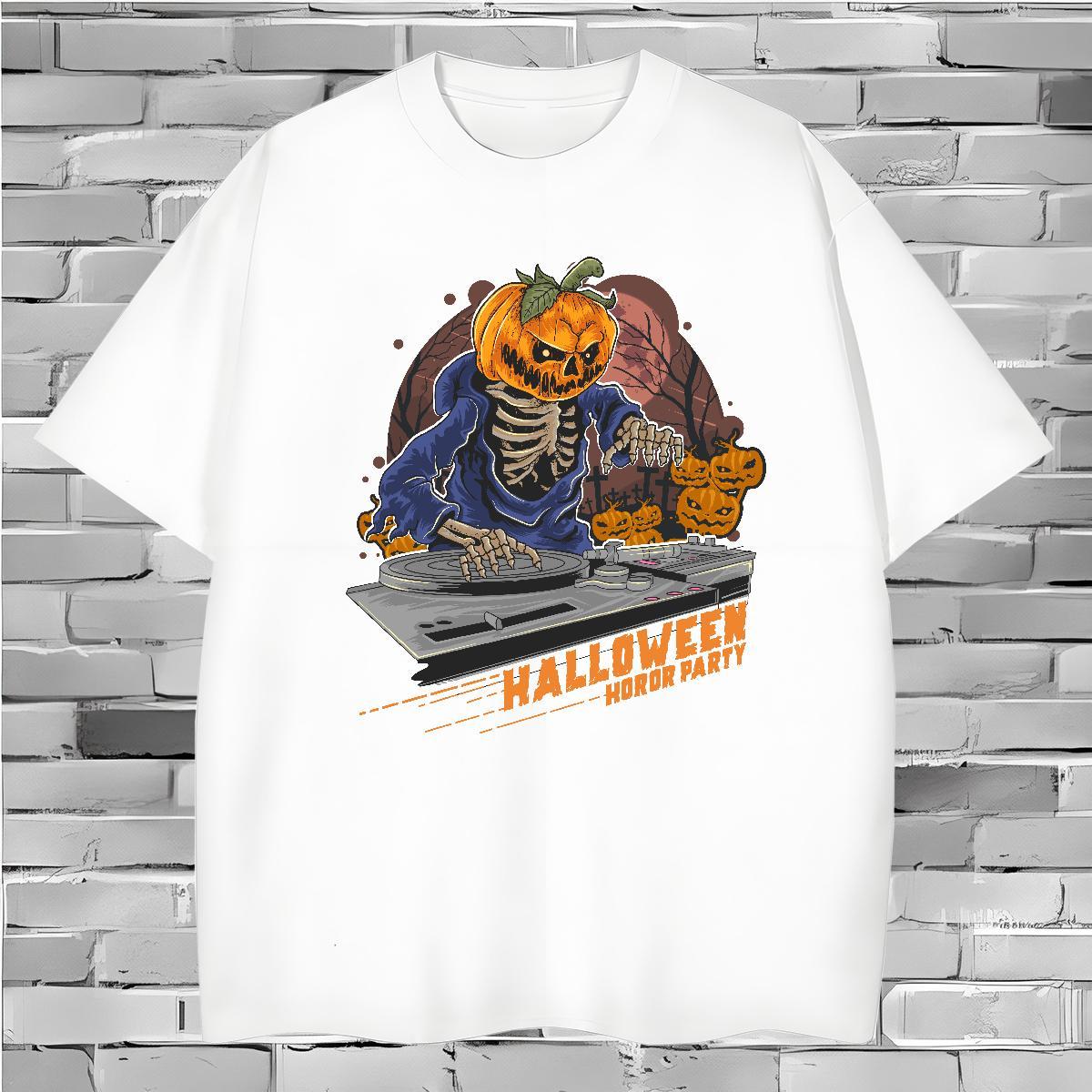 Fashion Design Couples T Shirts pumpkin Sport 100% Cotton 230g Top Tees Breathable Short Sleeve Free Shipping T-Shirts Custom Cartoon