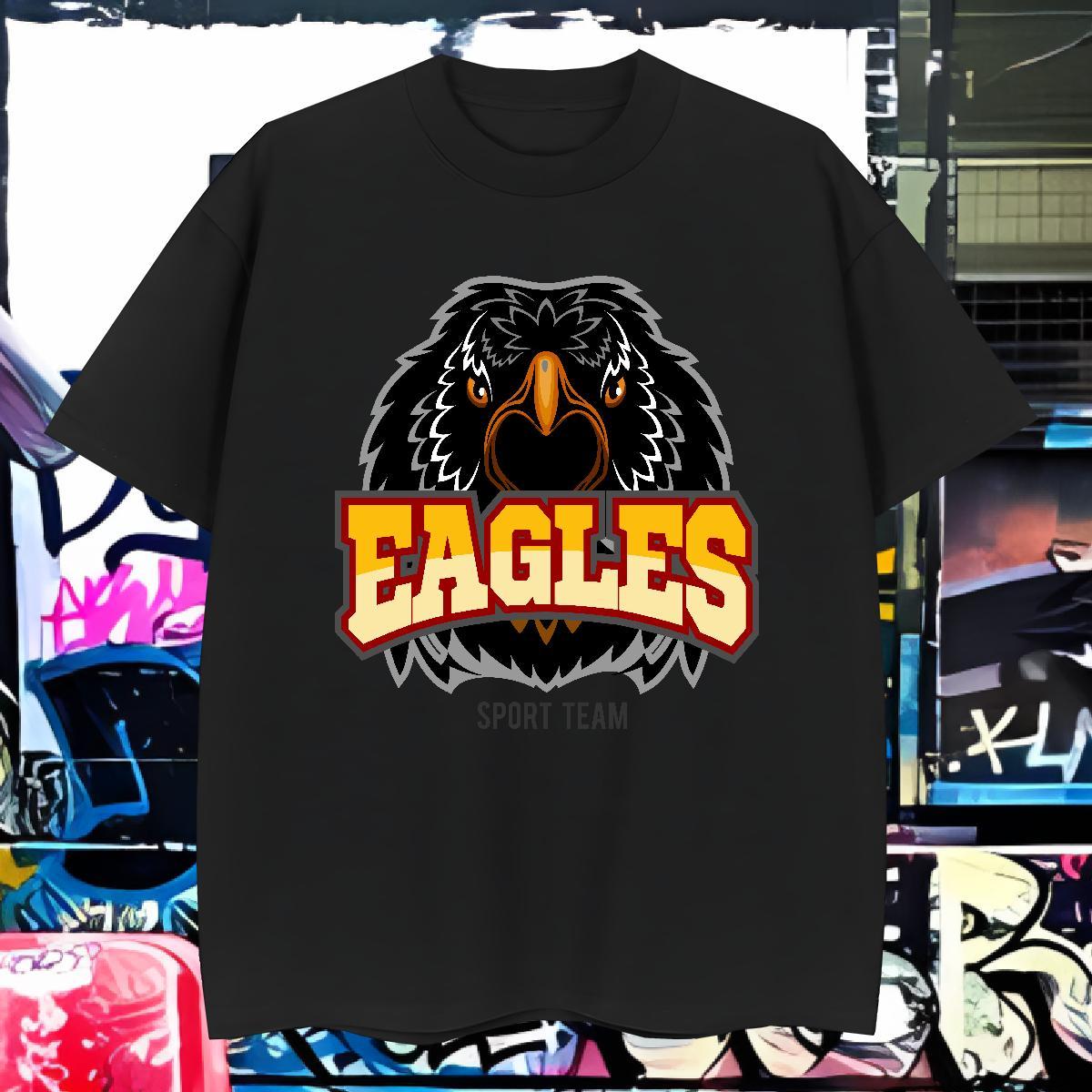 Loose Man T Shirts eagle O Neck Short Sleeves Anime Printing Street DIY 100% Cotton 230g Tshirts Fashion Tops Shirt