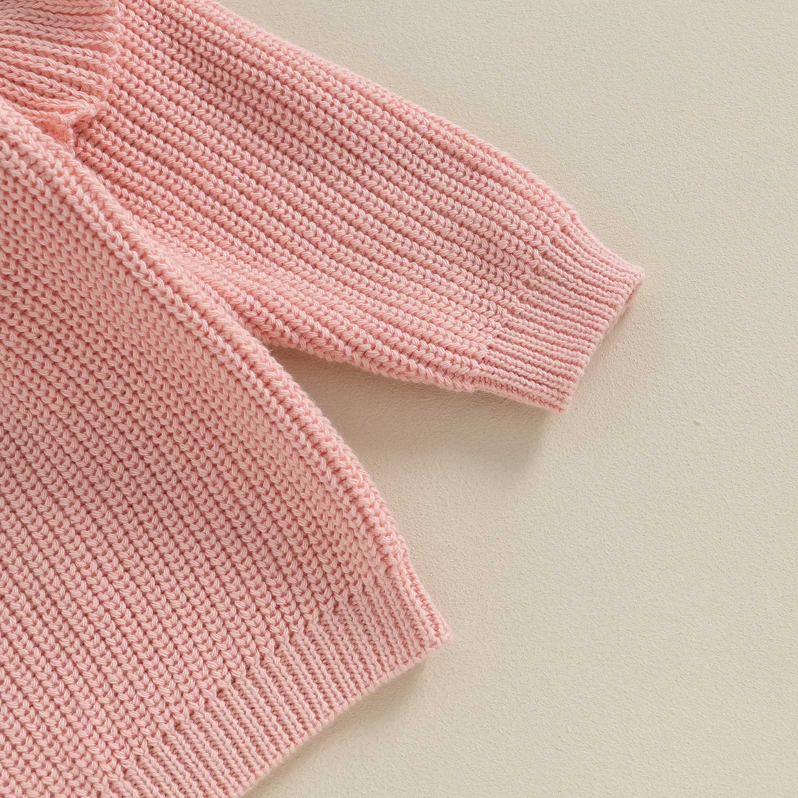 Cute pleated long sleeved baby girl sweater warm winter childrens knitted clothing solid crochet top loose knit top W240820