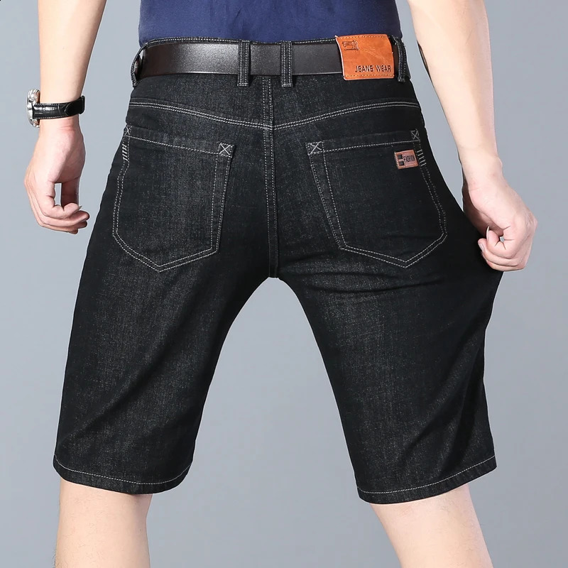Summer thin denim mens shorts highquality jeans pure cotton straight blue casual size 40 240819