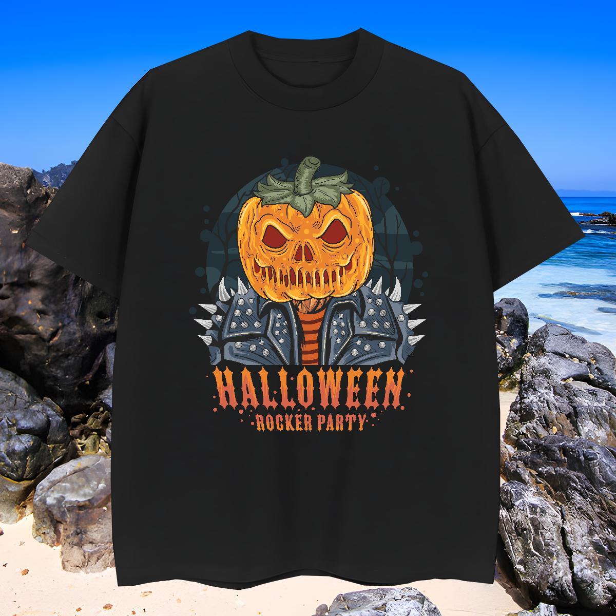 Loose Men T Shirts halloween Breathable Summer Casual Custom Printing 100% Cotton 230g Men Tees Customized Top Tees