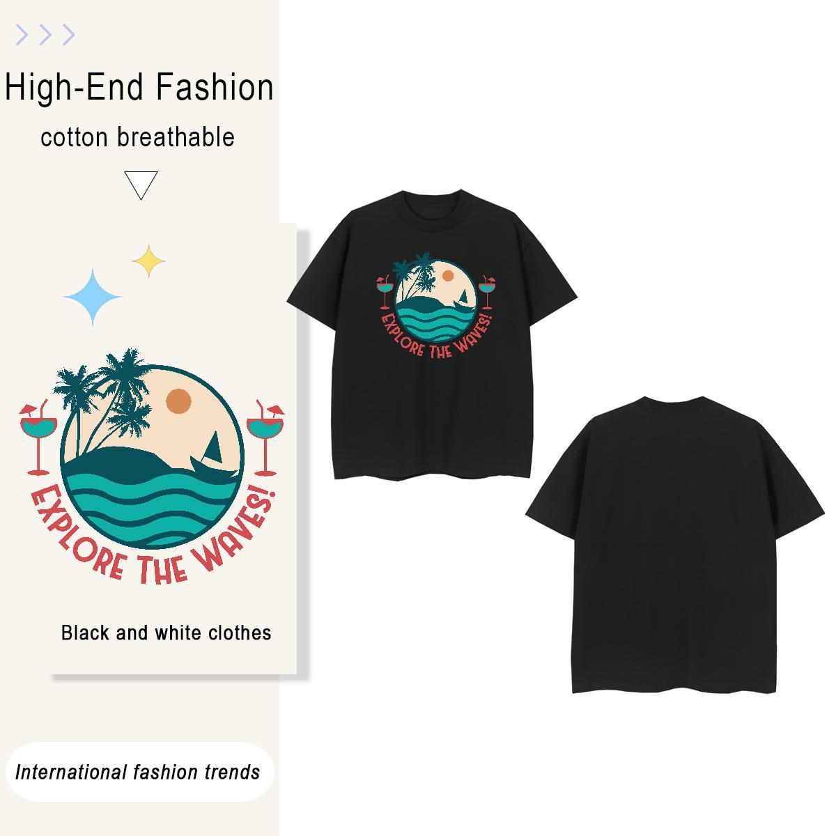 Brand sea 230g 100% Cotton Couples T Shirts Summer Casual O-Neck Short Sleeve T-Shirts 2024 Custom Printing Polos