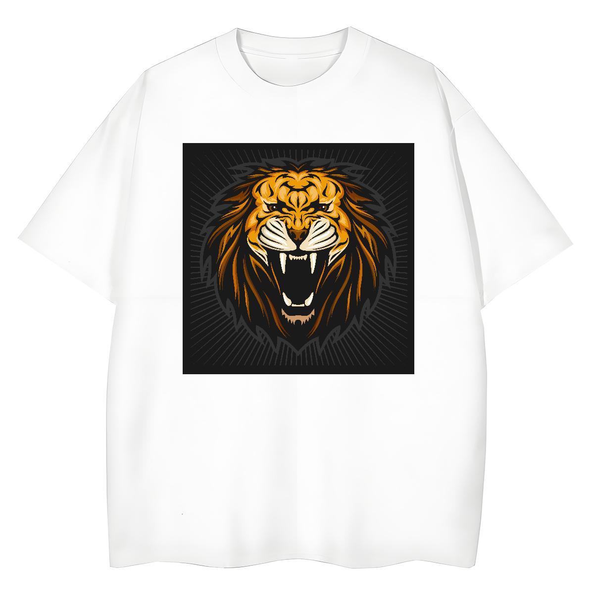 Free Shipping Mens T Shirts lion Round Neck Short Sleeve High Street Hip Hop Skull 230g Cotton Mens Tshirts Wholesale Tees