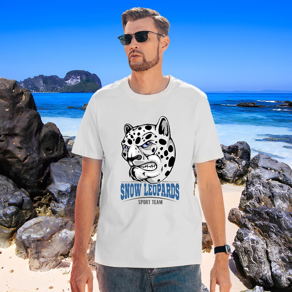 Soft Men T Shirts leopard Crew Neck Spring Summer Custom Print Plus Size 100% Cotton 230g Men Tees 2024 New Tshirts