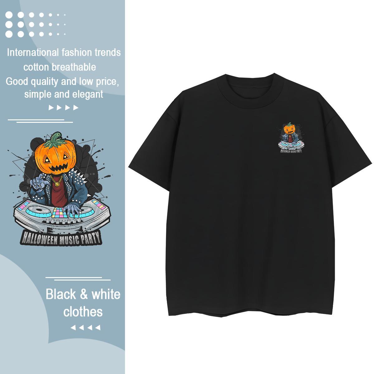 New Men Tees pumpkin Sports Casual 230g Cotton Clothings Short Sleeve Soft Wholesale T-Shirts for Men Plus Size Cartoon