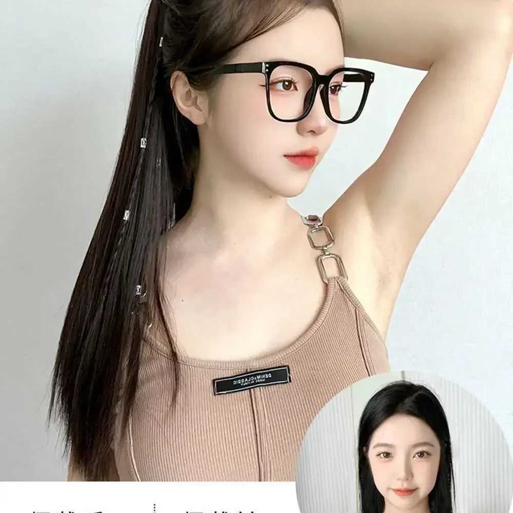 Female synthetic wig fake ponytail extended ethnic style straight twisted braid clip on wig hip-hop girl gentle version W240817