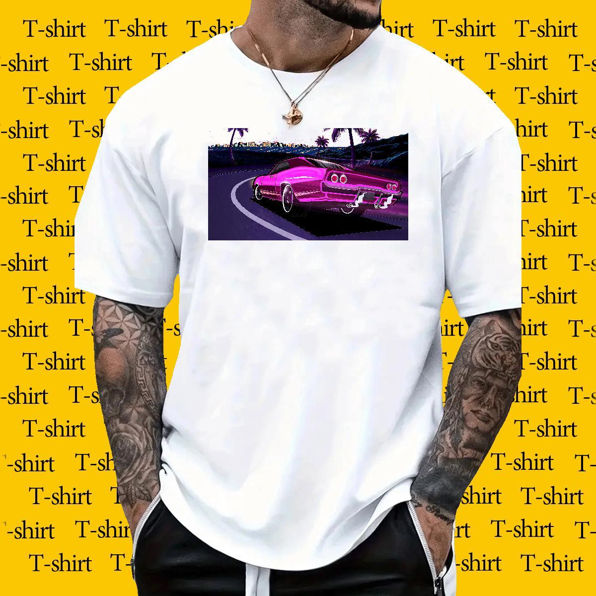 Free Shipping car 230g Pure Cotton Couples T Shirts Street Wear O-Neck Short Sleeve T Shirts Men 2024 DIY Custom Print Plus Size Tshirts