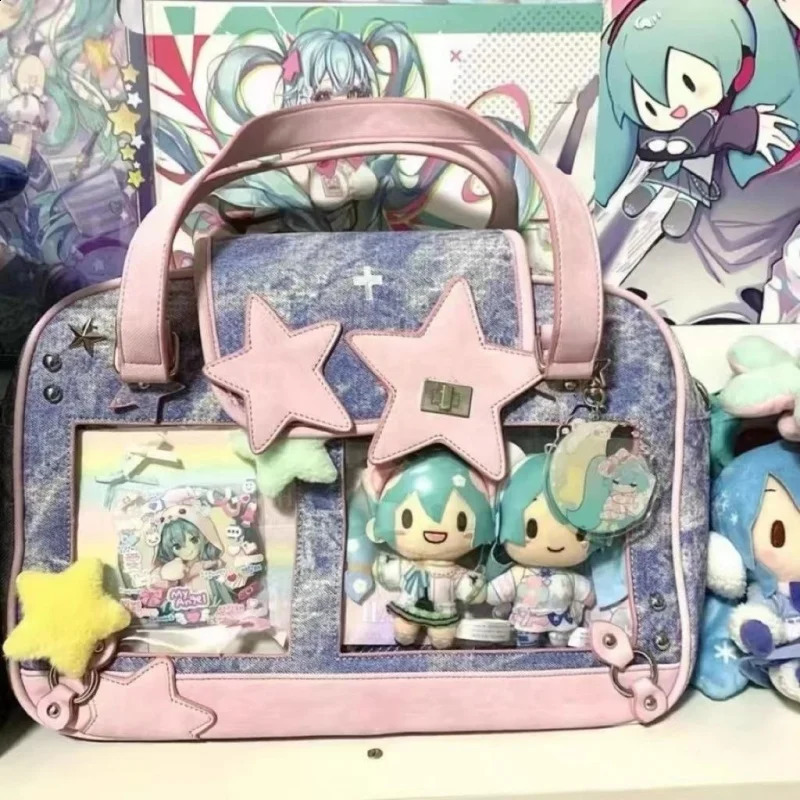 Y2K Trendy Star Ita Bag Lolita Girl Transparent Pocket Womens DIY Display Shoulder Bag Fashion Crossbody Bag Cute Purse Handbag 240819