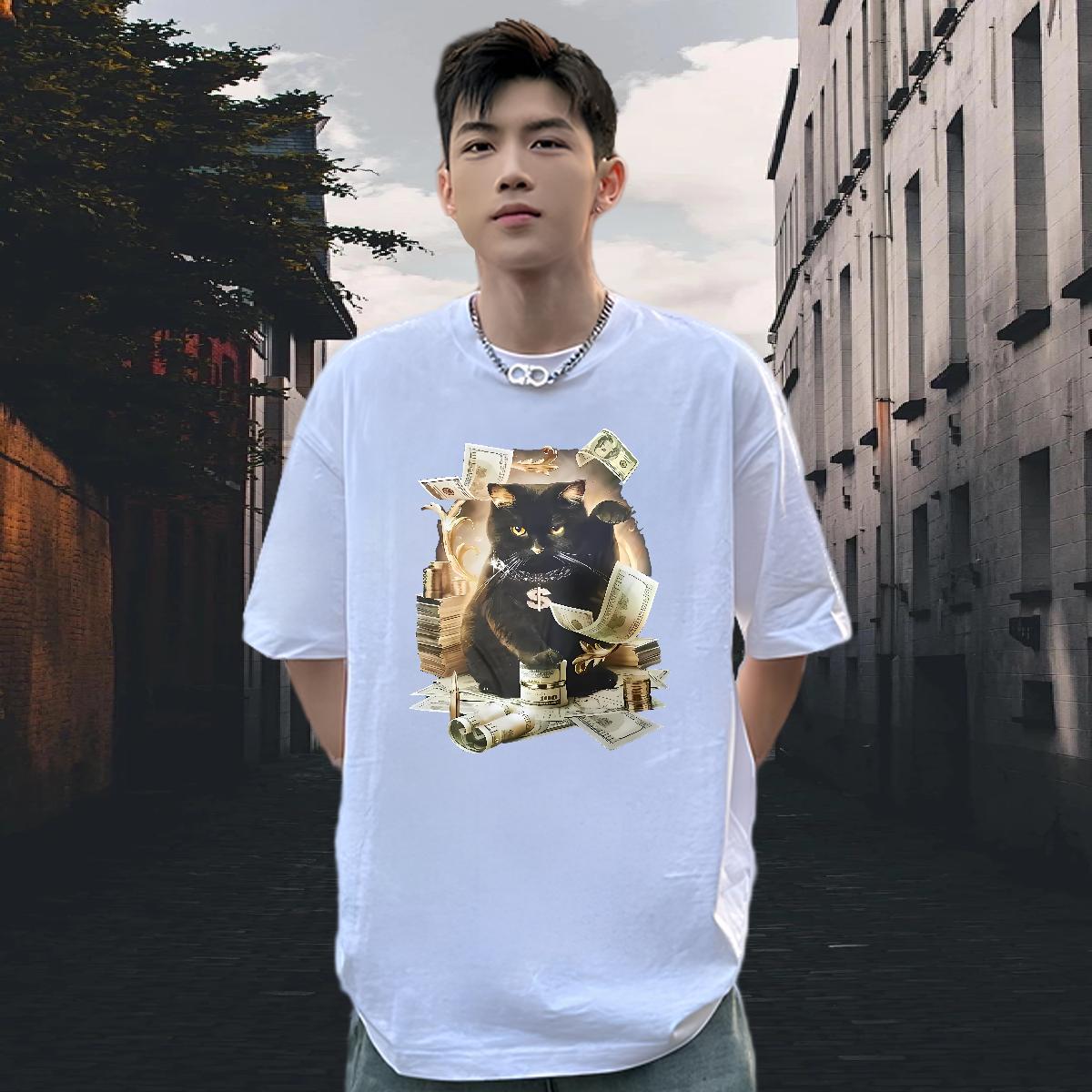 Factory Direct Men Clothes T-Shirt dollars Street Wear 230g Cotton Tops Shirt Short Sleeve O-Neck Wholesale T-Shirts for Men Custom Print Plus Size