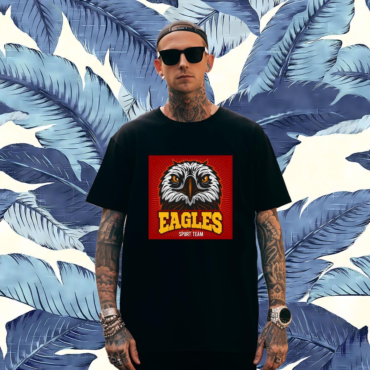 Brand T-Shirts for Men eagle O Neck Short Sleeves Sports Casual Oversized 4XL 100% Cotton 230g Tshirts Customized Clothes