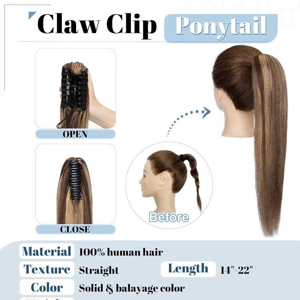 Rich selection of 120g claws clamped on ponytails 100% human hair straight ponytail hair extended ponytail on female hair W240817