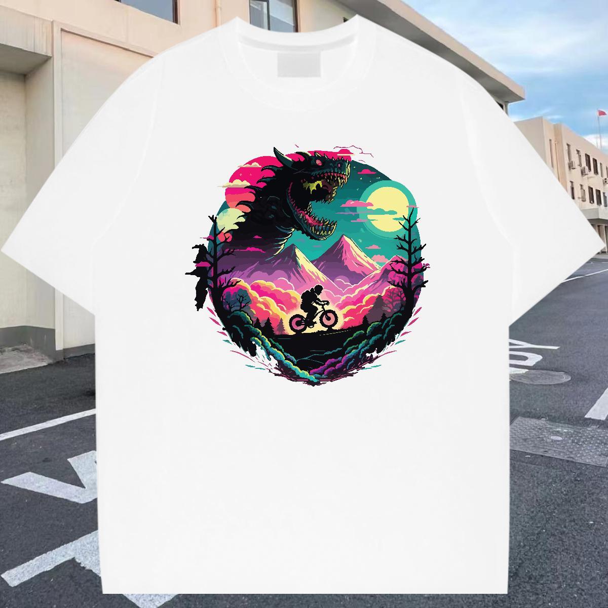 Cool Tshirts Daily Wear 100% Cotton 230g Black Oversized Short Sleeve Soft mountains T Shirt For Man Custom Polos