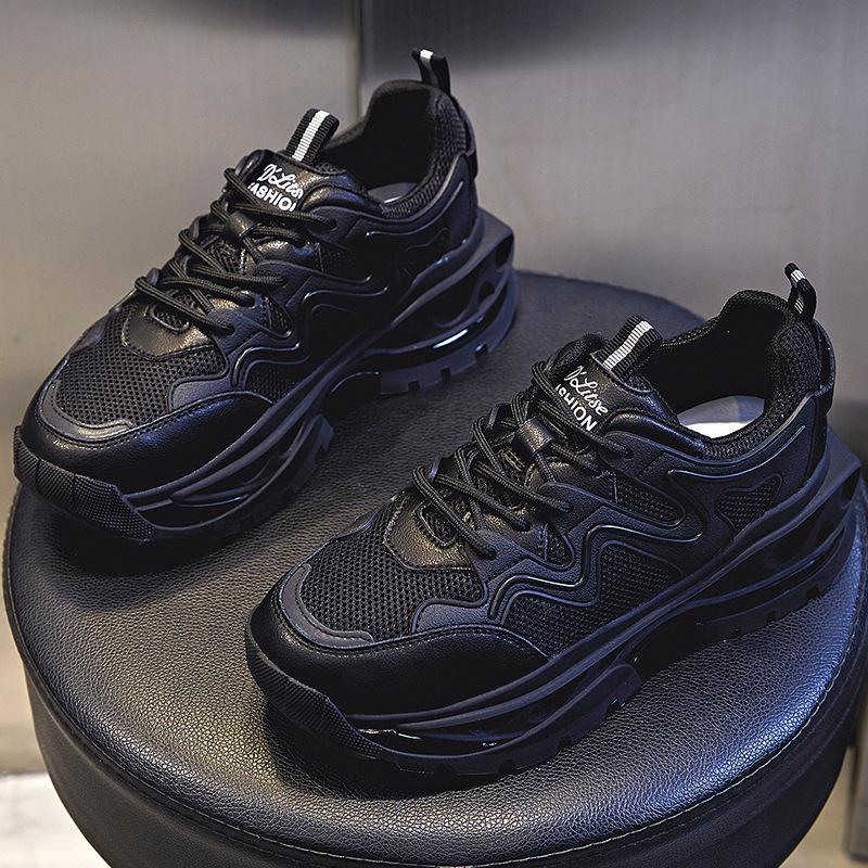 Ddmysports Absorbing Film Dad S Autumn New Genuine Leather Women Sports Running Children Thick Sole Eightening Casual Shoes OUTDOOR