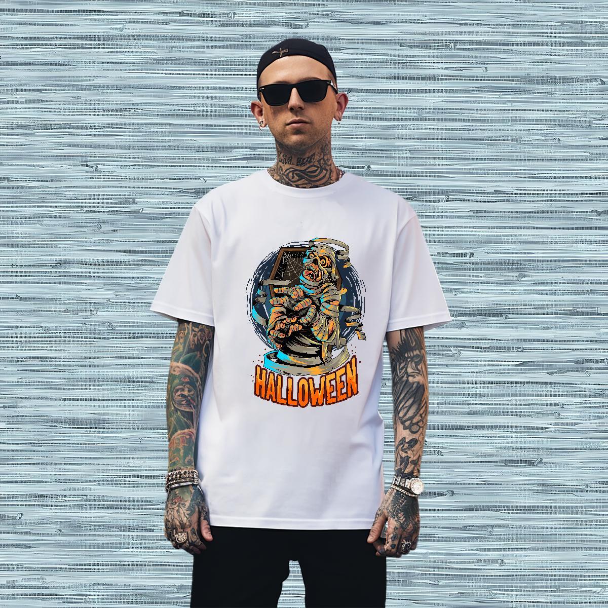 Wholesale T shirt halloween Breathable Soft Beach Custom Print Oversized 100% Cotton 230g Men Tees New Arrival Polos