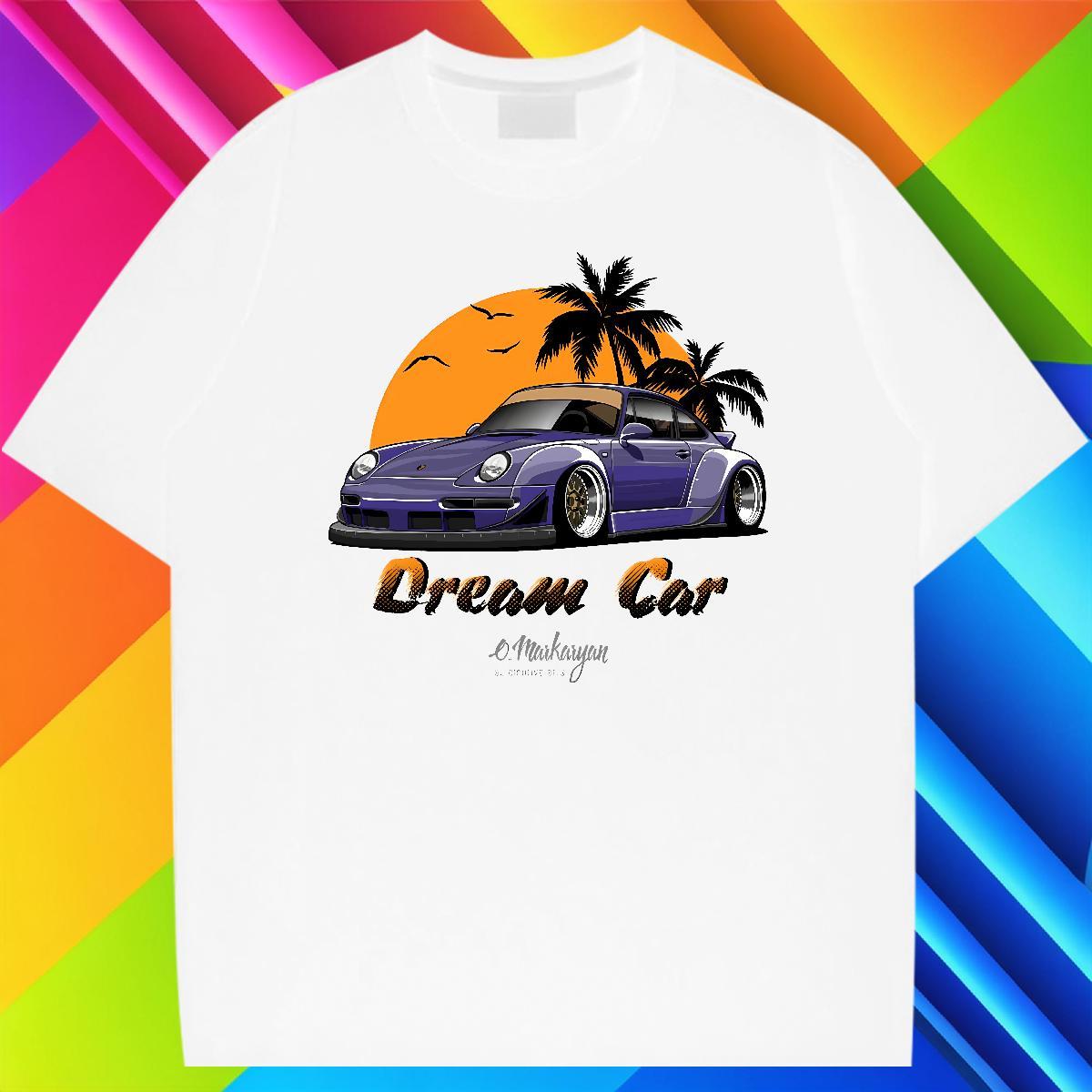 Cool car 230g Cotton Men Tees Hip Hop Street O-Neck Short Sleeve T Shirt For Man Wholesale Oversized 4XL Tops Shirt