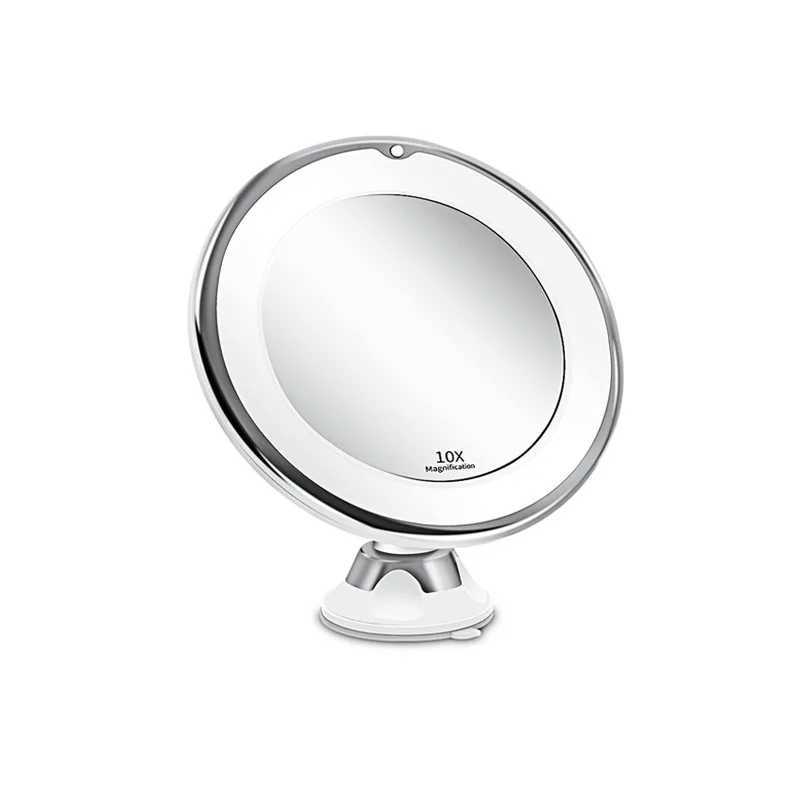 Flexible 10x Magnifying Mirror LED LightingTouch Screen Portable Dressing Table Makeup Dry Battery Y240819