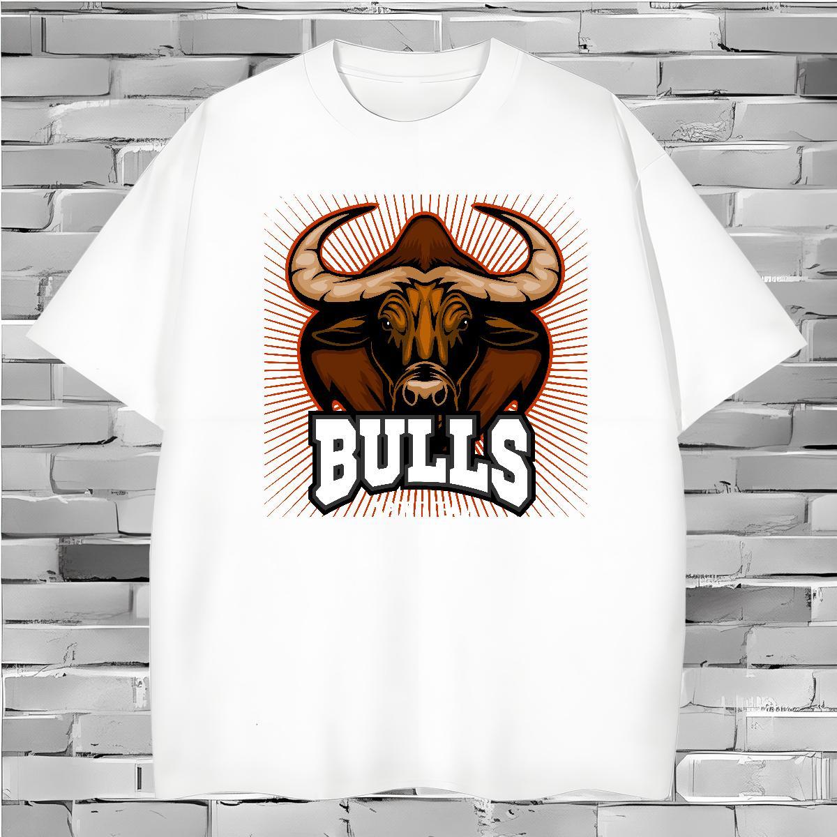 T Shirts Men 230g Cotton bull Street Wear Round Neck Short Sleeve Custom Big Size Men Clothes T-Shirt Stylist Cool Tshirts