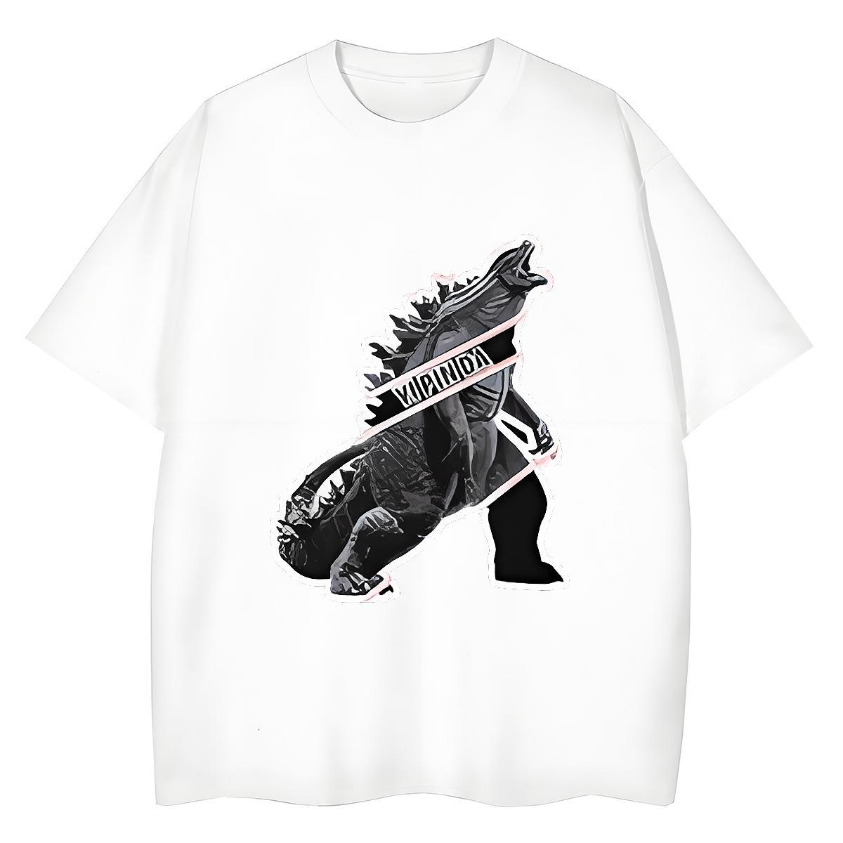 Casual New Couples T Shirts Casual Daily Wear Round Neck Short Sleeve Tops Tees Unisex 230g Cotton dinosaur Plus Size Cartoon T Shirt For Woman