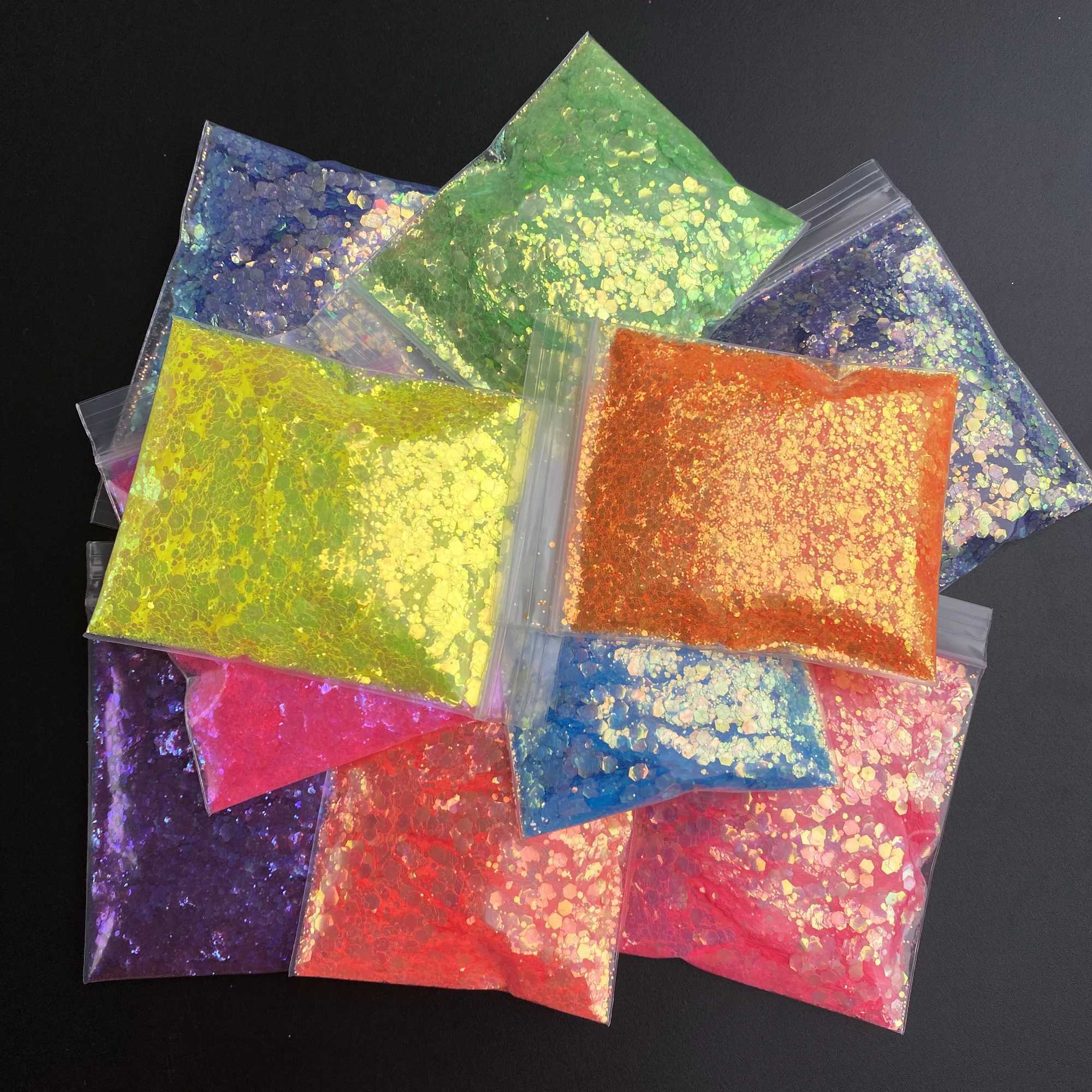 10g/Bag Neon Mermaid Flakes Powder Iridescent Hexagon Nail Art Glitter Sequins For Festival DecorationXJ240815