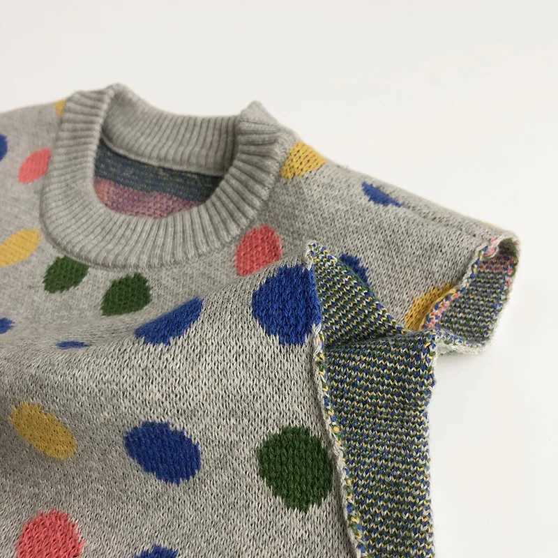 2024 Spring New Children Sleeveless Knitted Vest Jacket Baby Boy Girl Colorful Dot Vest Kids Toddler Fashion Casual Sweater CoatXJ240819