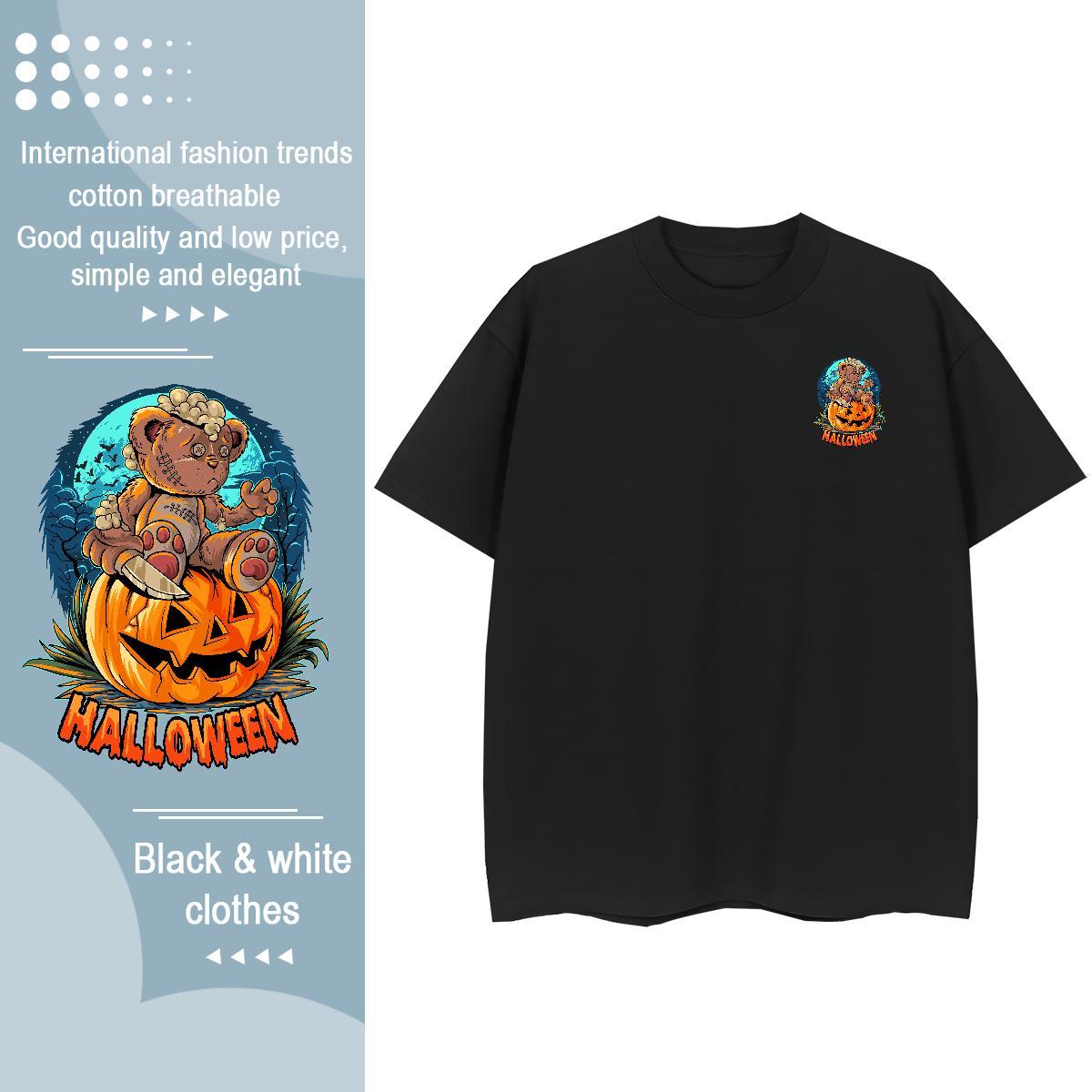 DIY Customized Men Clothes T-Shirt pumpkin Home Outdoor 230g Pure Cotton Tshirts O-Neck Short Sleeve TOP Quality T Shirts Men Custom Anime