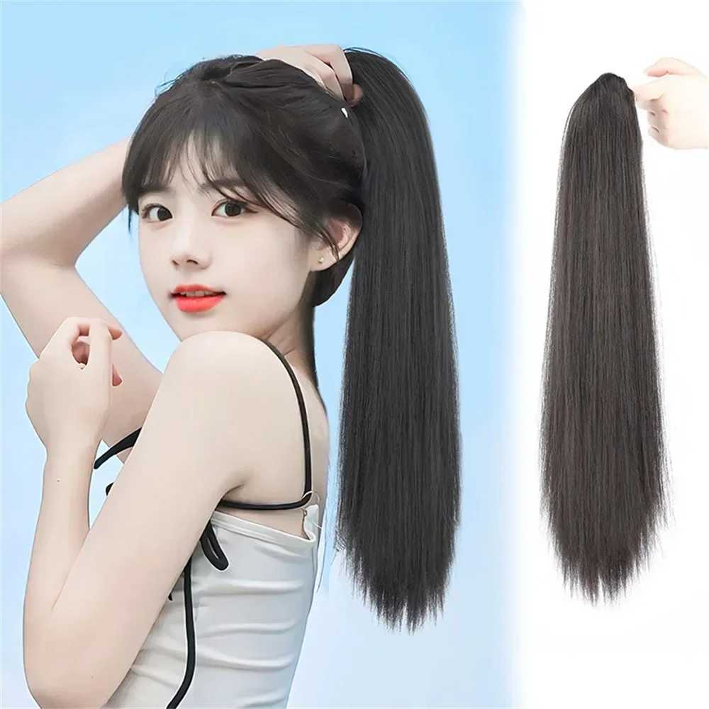 50cm wig ponytail hair extension natural womens long vacation claw clip straight piece womens dopamine wig braided W240817