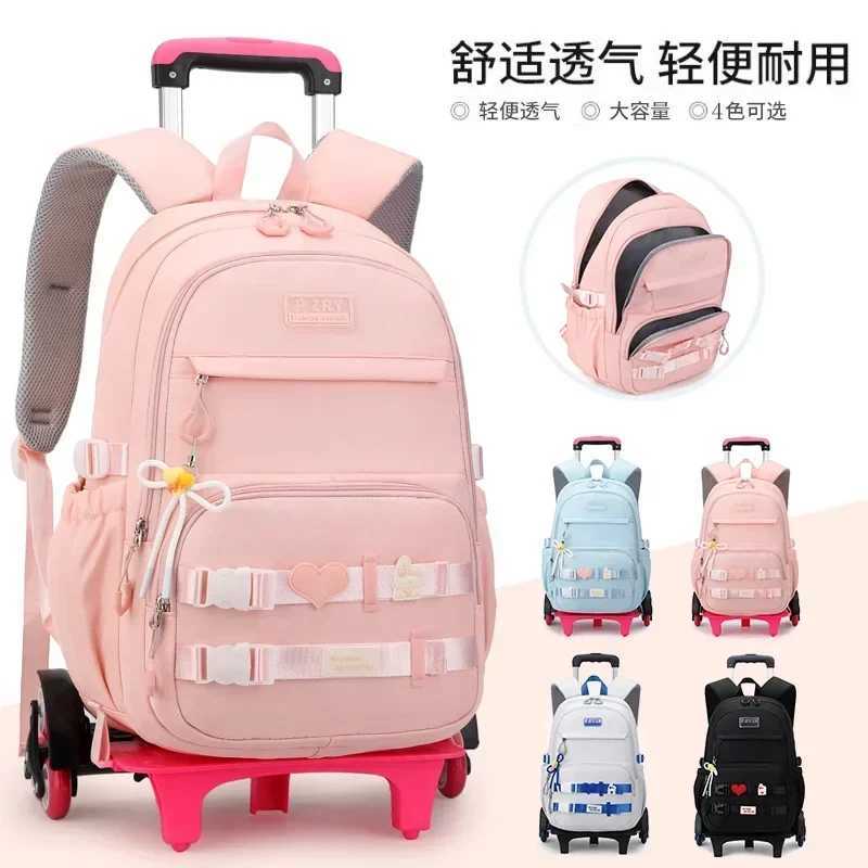 School Rolling Backpack Bags School Wheeled Backpack for Girls Kids Primary Trolley Bag for Girls School Bag Wheels for Girls Y240820
