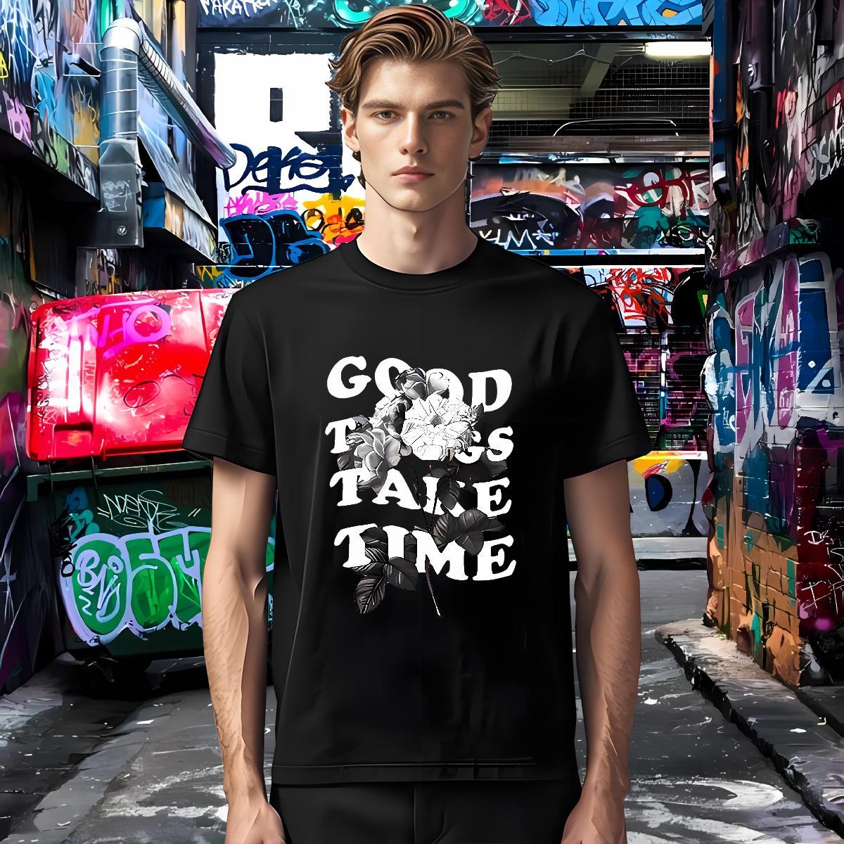 T Shirt For Man 230g 100% Cotton flower Spring Summer Pure Cotton DIY Printed Men Tops Tees Fashion Casual High Quality Wear