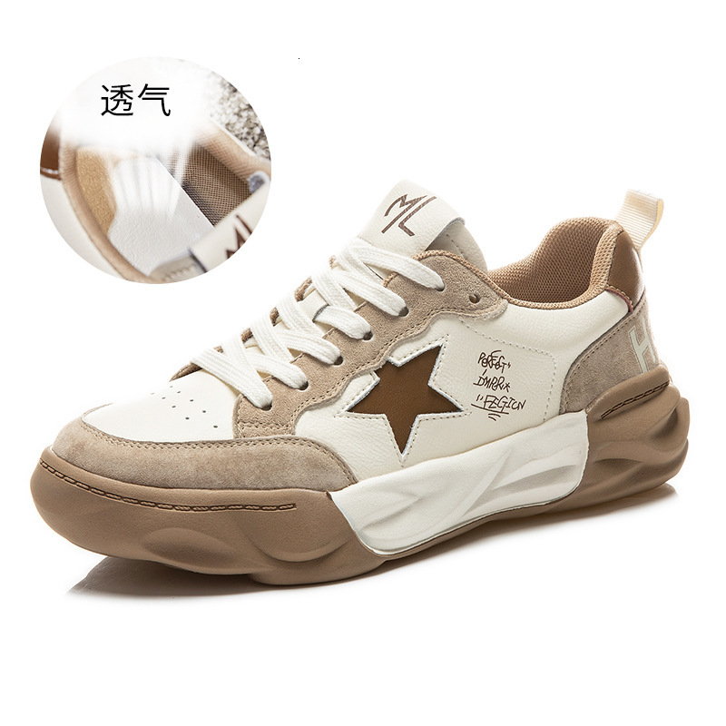 Ddmysports Dissolved Genuine Leather Small White Autumn New Thick Soled Casual Flat For Women S Single Shoes OUTDOOR