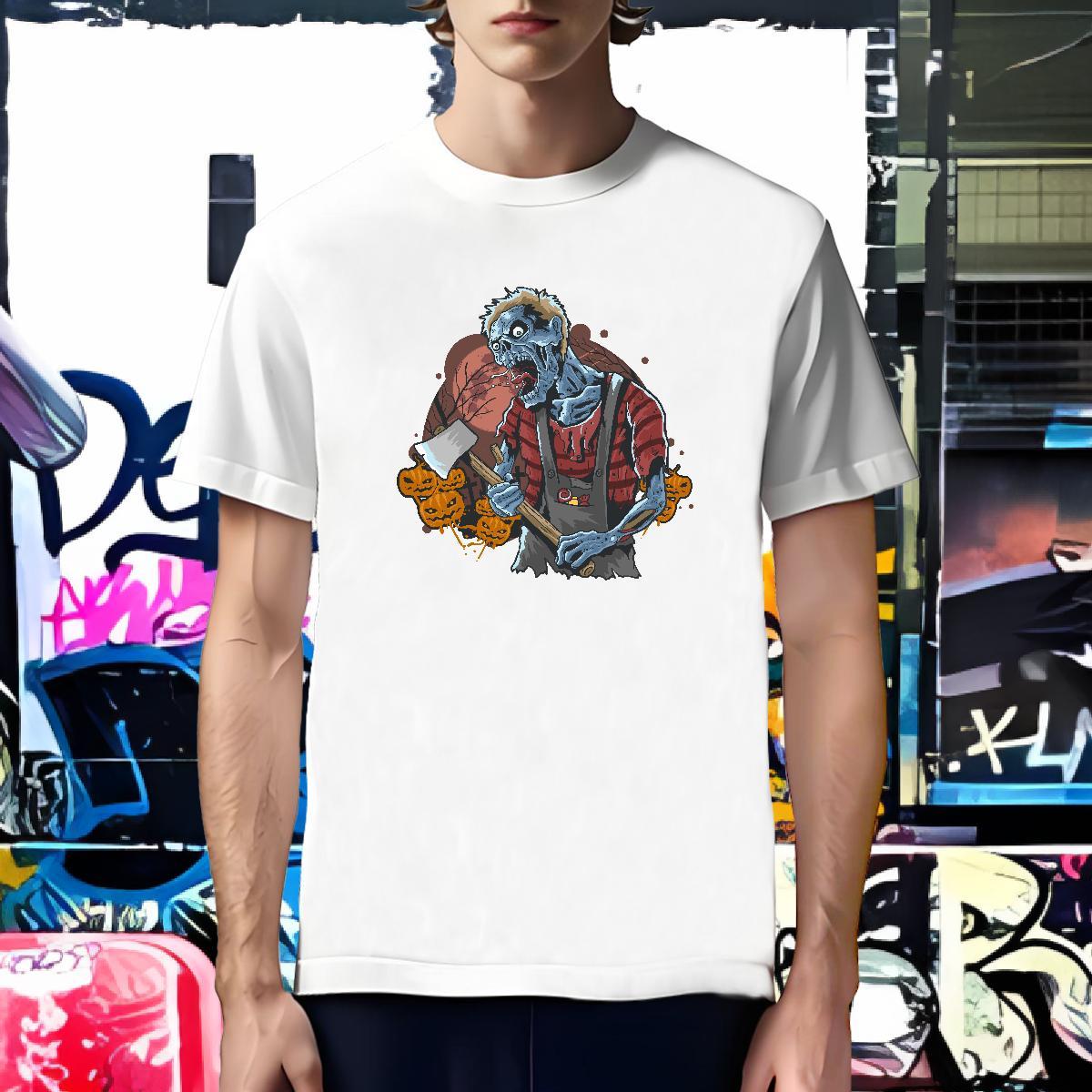Free Shipping Mens T Shirts zombie Short Sleeve O-Neck Hip Hop Asian Size 230g 100% Cotton Tshirts Designer Fashion Tops Tees