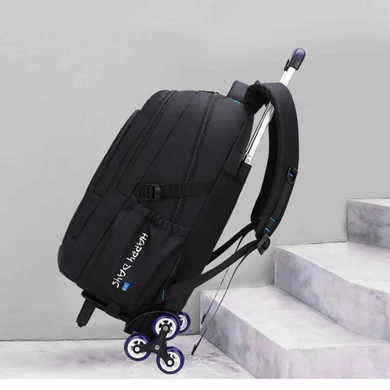 with 2/6 Wheels Junior High School Rolling Backpacks for Boys Wheeled Bag Trolley School Bags Travel Luggage Kids Bookbag mochil Y240820