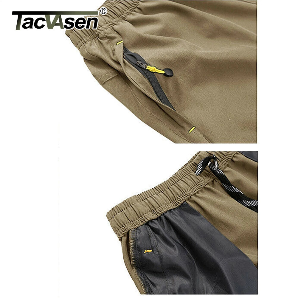 TACVASEN summer 34 long quick drying mens shorts hiking camping mountain work zipper pocket outdoor fishing 240819