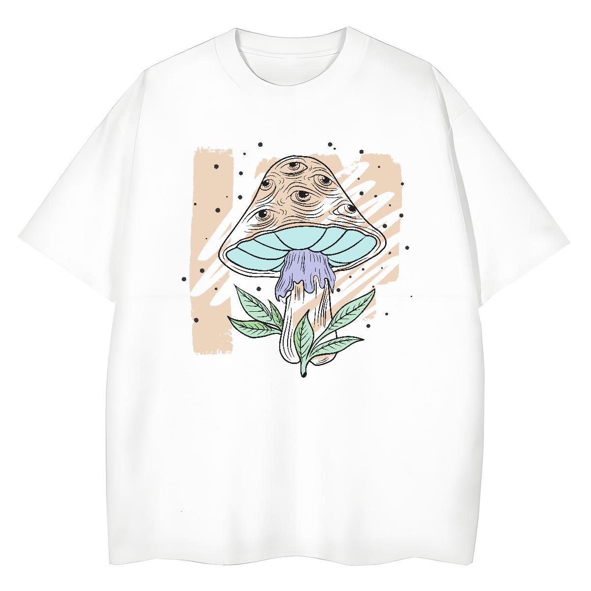 Fashion Casual Men Tshirts mushroom Sports Casual 230g Pure Cotton Tee Shirt Breathable Crew Neck Classic Mens T Shirts Custom Print Oversized
