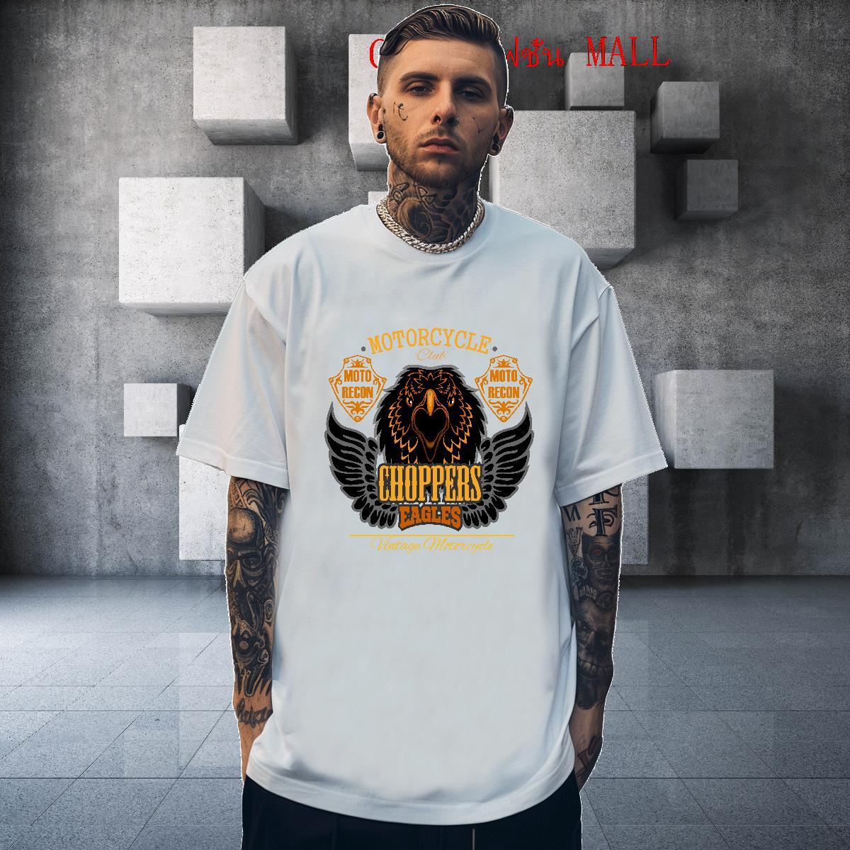 Cool T-Shirts for Men eagle Breathable Short Sleeve Casual Beach Cartoon Print 230g Pure Cotton Tshirt for Man Woman New Top Tees