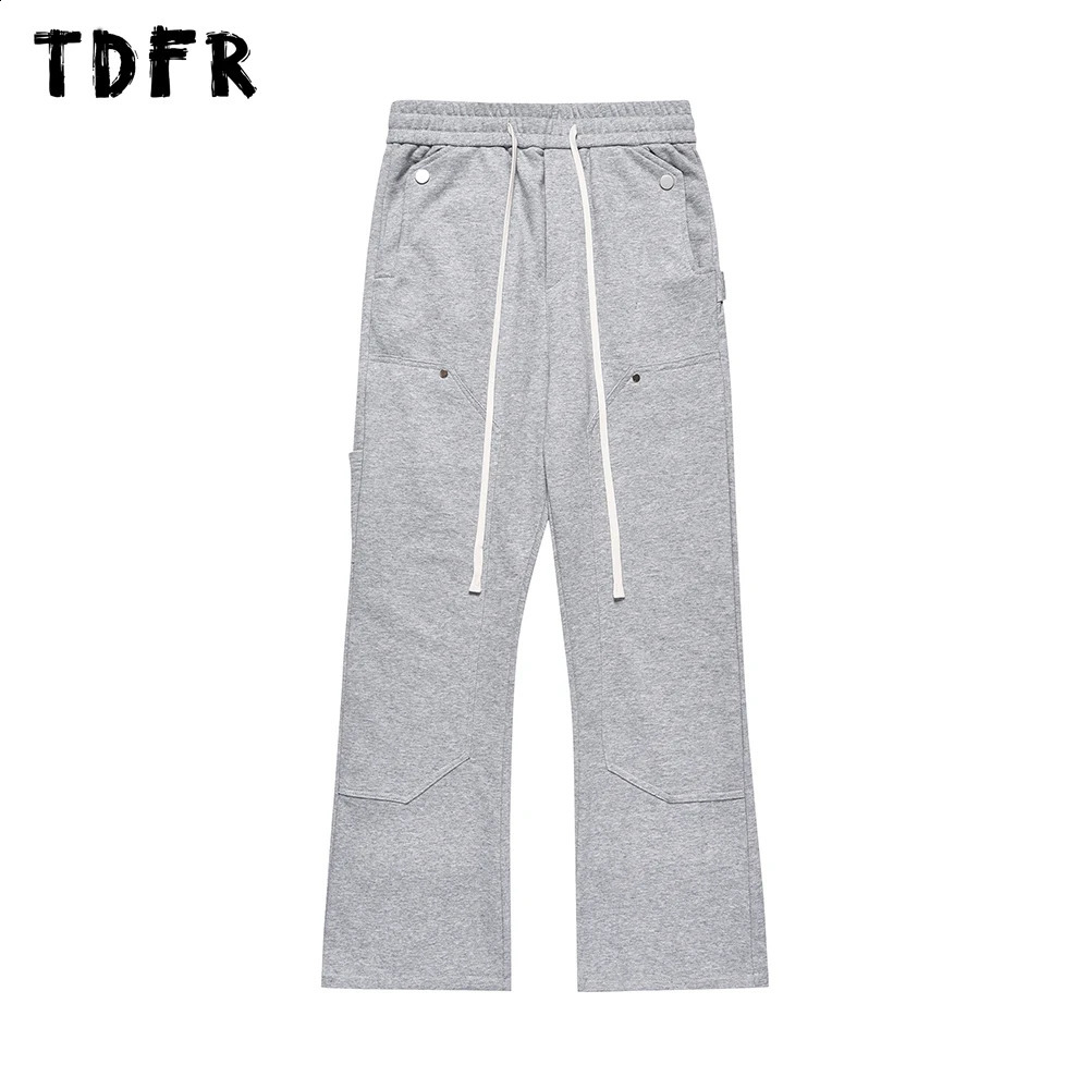 Multi pocket sports pants for men casual loose solid color elastic waist 240819