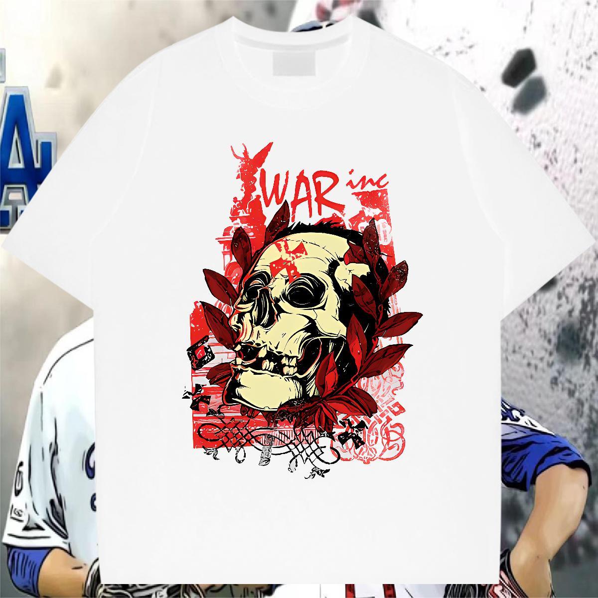 2024 DIY scary Men Tops Tees 230g 100% Cotton Mens T Shirts Customized Anime Printing Street Breathable High Quality Top Tees