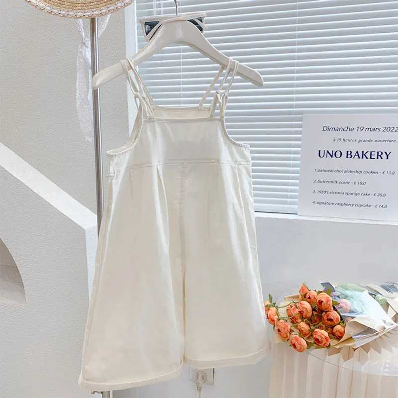 2-7Y floral embroidery childrens girls full body jumpsuit summer jumpsuit princess girls clothing childrens pants W240806