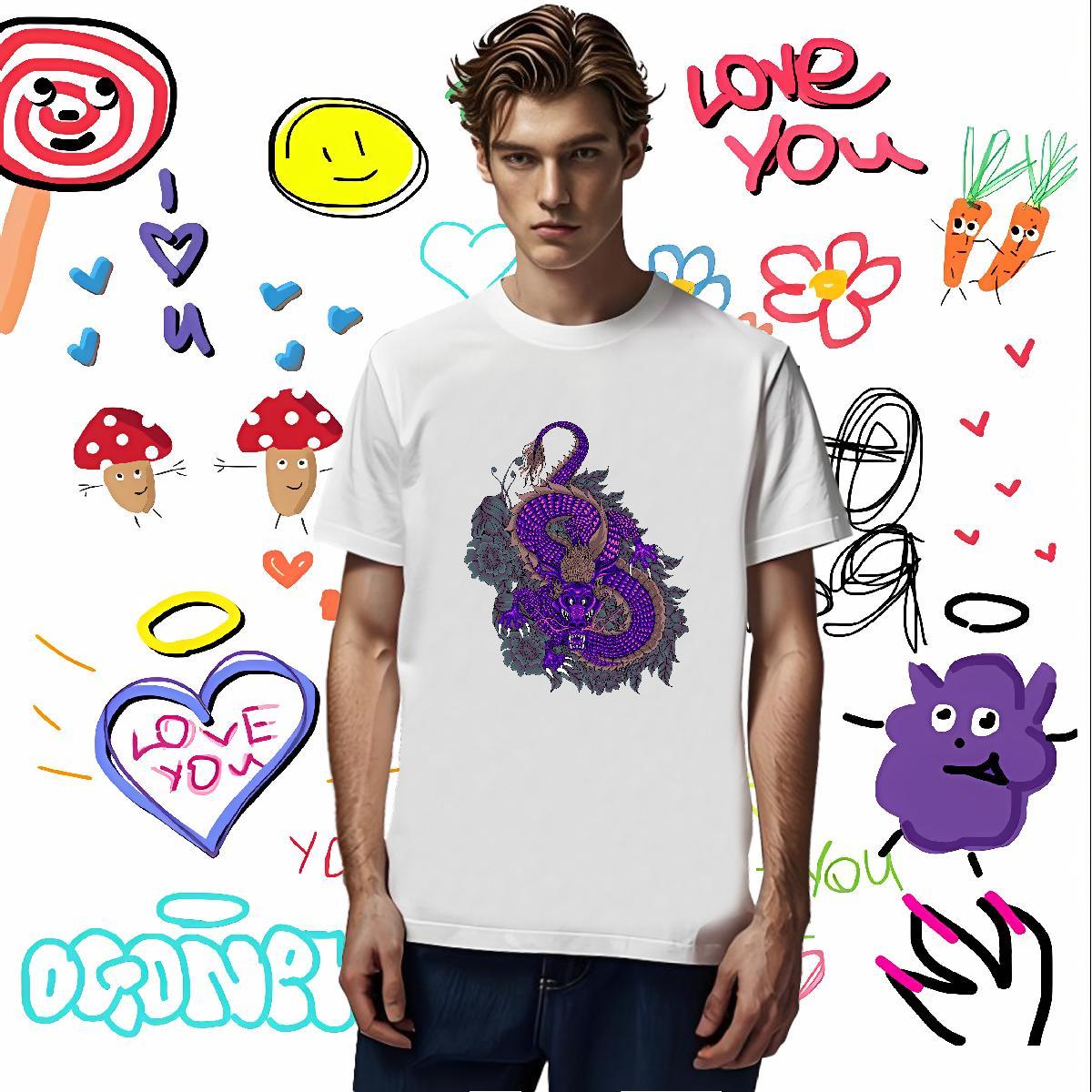 High Quality dragon T-Shirts Anime Printing Street Men Tshirts 230g Cotton New Pure Cotton Customized Tees Shirts