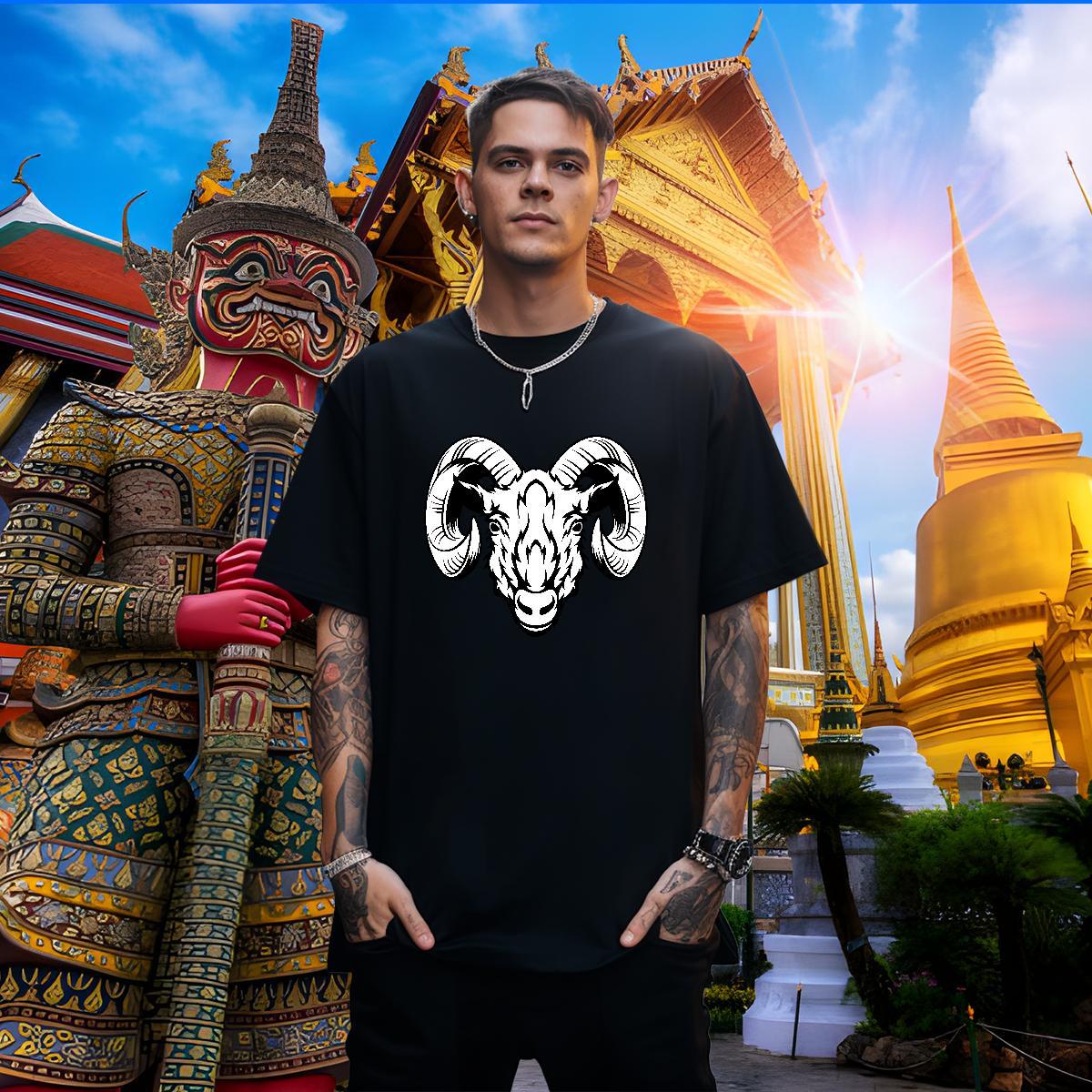 Free Shipping T Shirt For Man sheep Breathable Short Sleeve Home Outdoor Black White 230g Cotton Tshirts Fashion Designer Tops