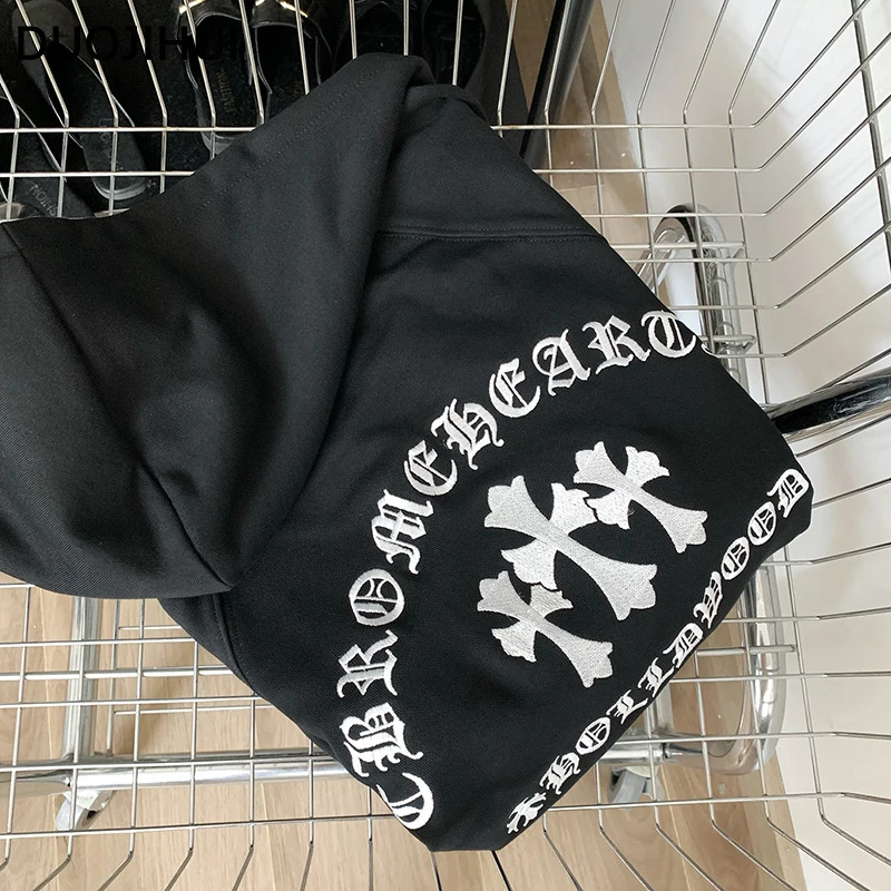 DUOJIHUI Black Chic Hooded Basic Loose Female Hoodies American Fashion Print Simple Casual Solid Color Long Sleeve Women Hoodies 240819