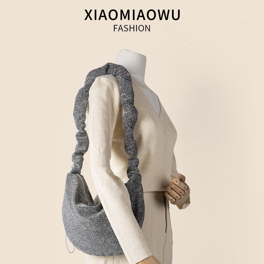 Drawstring pleated casual new large capacity dumpling summer high-end sense niche shoulder crossbody bag women's versatile